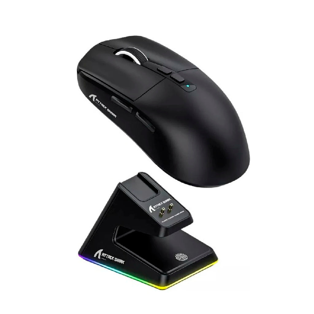 2.4g Wireless Bluetooth Mouse Gamer Rechargeable Shark PixArt Paw3395 26000 Dpi Black X6