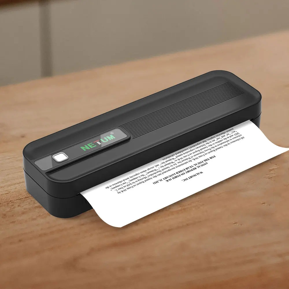 Portable thermal A4 printer, student homework printer, Bluetooth enabled mobile phone connection, wireless small office printer