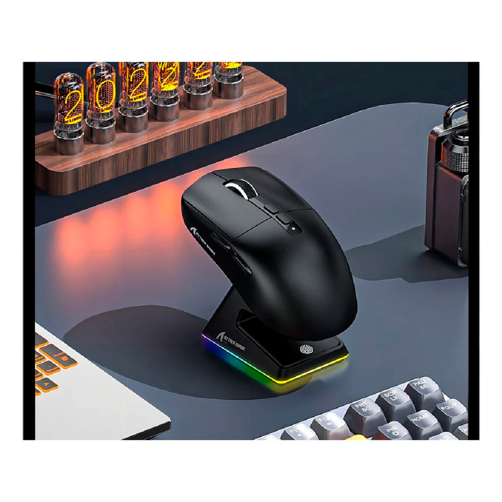 2.4g Wireless Bluetooth Mouse Gamer Rechargeable Shark PixArt Paw3395 26000 Dpi Black X6