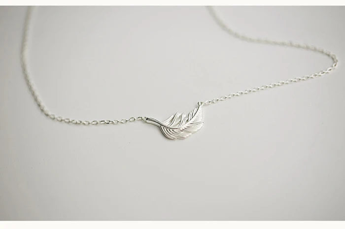 925 Sterling Silver feather Necklaces & Pendants For Women High Quality Sterling-silver-jewelry