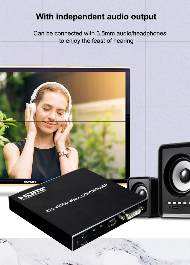 4K 2x2 HDMI TV Wall Controller Multi Monitor Splicing Processor 1X2 1X4 1X3 2X1 3x1 4X1 Video Wall Stitching Box Screen Splicer