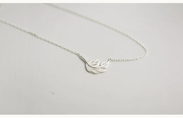 925 Sterling Silver feather Necklaces & Pendants For Women High Quality Sterling-silver-jewelry
