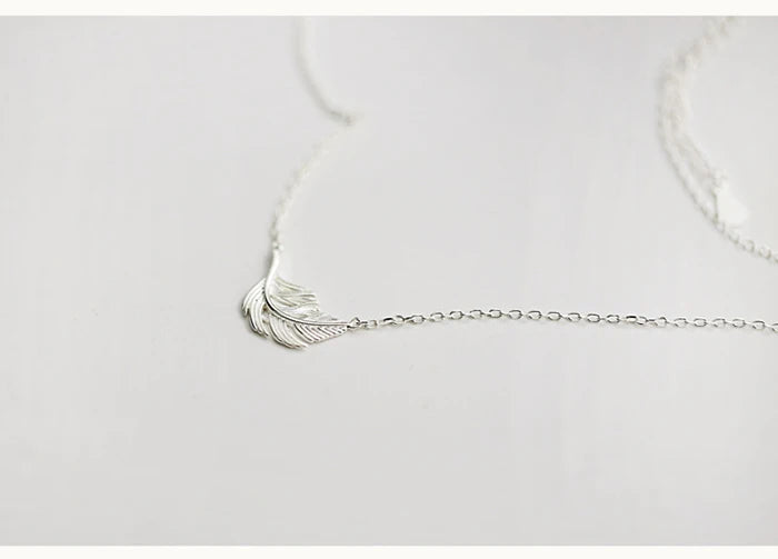 925 Sterling Silver feather Necklaces & Pendants For Women High Quality Sterling-silver-jewelry