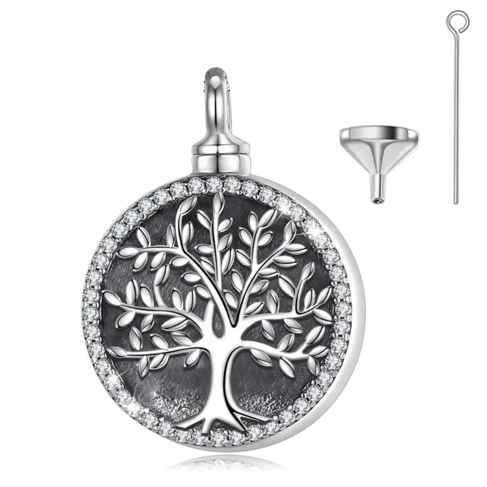 Eudora 925 Sterling Silver Tree of Life Necklace Cremation Memorial Ashes Urn pendant Keepsake Jewelry Gift for Women Men