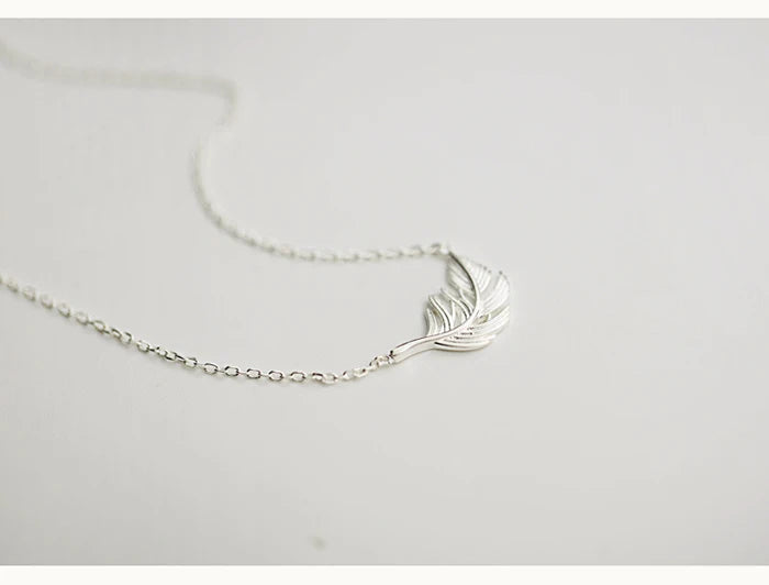 925 Sterling Silver feather Necklaces & Pendants For Women High Quality Sterling-silver-jewelry
