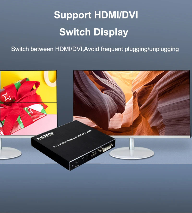 4K 2x2 HDMI TV Wall Controller Multi Monitor Splicing Processor 1X2 1X4 1X3 2X1 3x1 4X1 Video Wall Stitching Box Screen Splicer