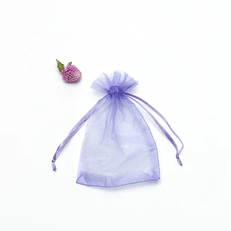 50pcs/lot 7x9cm 9x12cm 10x15 13x18cm Drawstring Organza Gift Bags Jewelry Packaging Bag Wedding Party Packaging Present Pouches