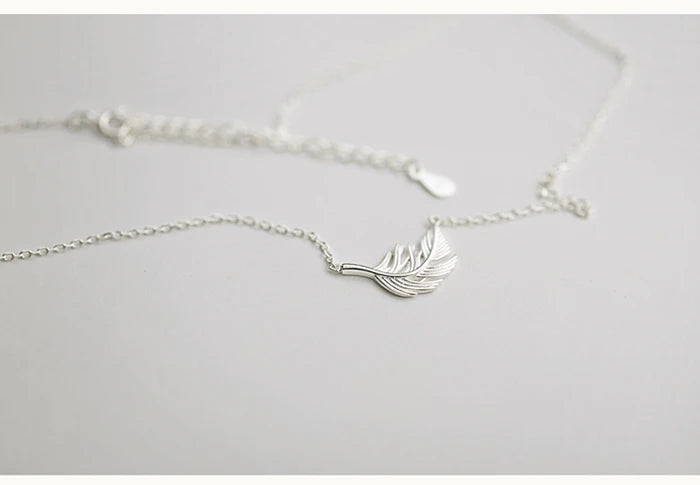 925 Sterling Silver feather Necklaces & Pendants For Women High Quality Sterling-silver-jewelry
