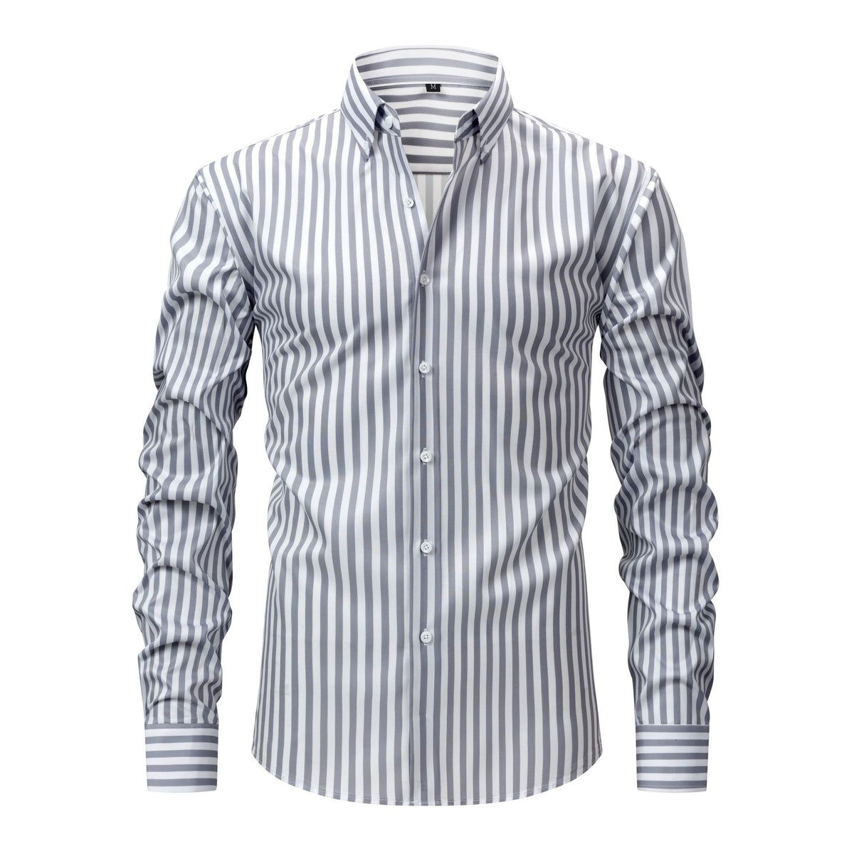 Cross-border four-sided digital printing striped long sleeve lapel men's shirt senior sense men's shirt men's wholesale