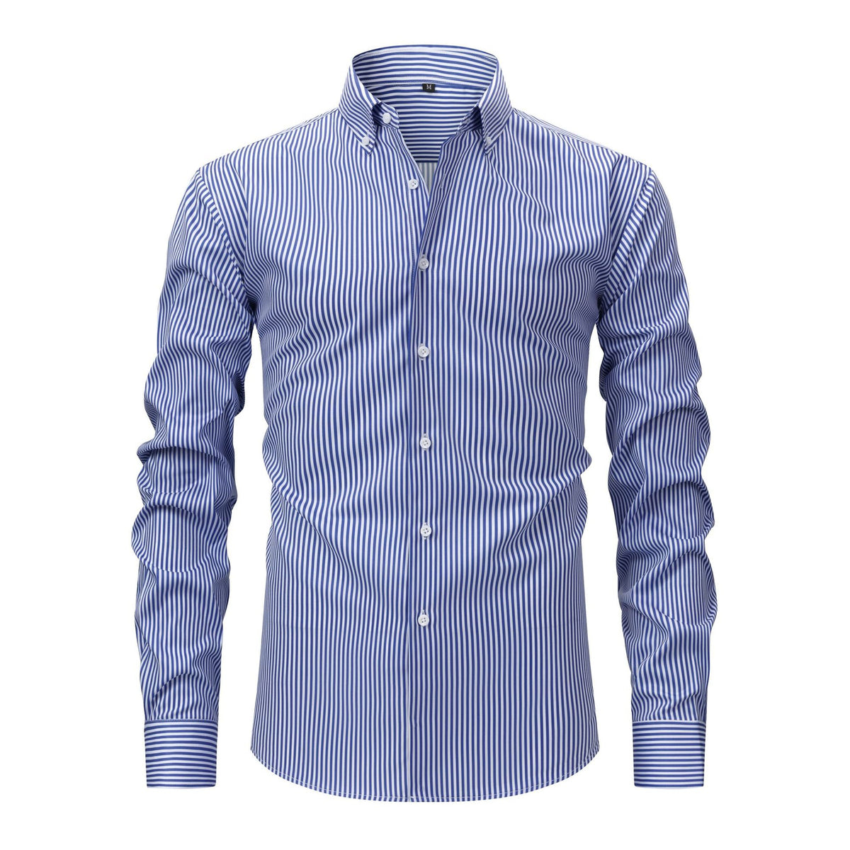 Cross-border four-sided digital printing striped long sleeve lapel men's shirt senior sense men's shirt men's wholesale