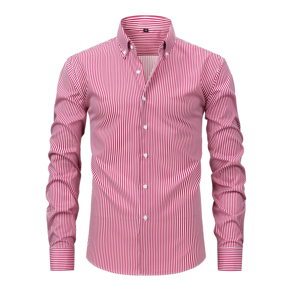Cross-border four-sided digital printing striped long sleeve lapel men's shirt senior sense men's shirt men's wholesale