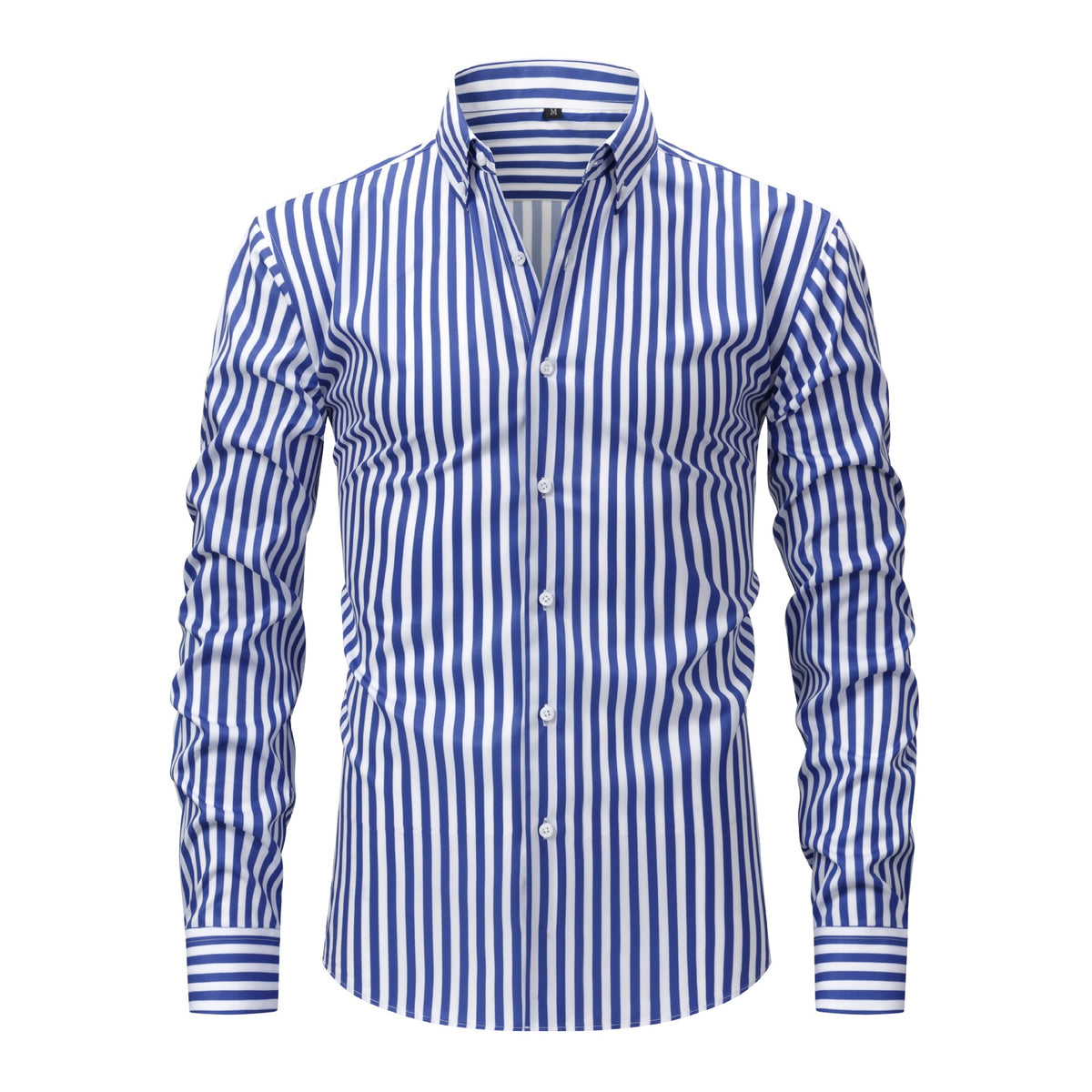 Cross-border four-sided digital printing striped long sleeve lapel men's shirt senior sense men's shirt men's wholesale