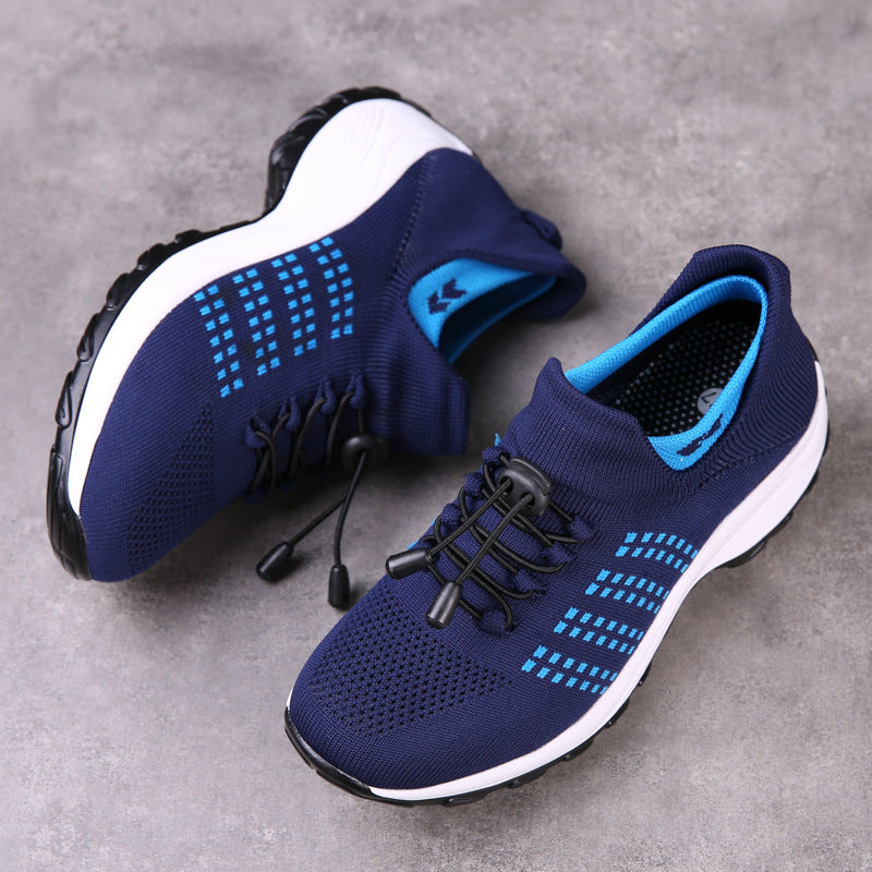2025 Cross-Border New Large-Size Fly-Knit Mesh Shoes Trendy Mom Shoes Fashionable Sock Shoes Breathable Sports Women's Shoes