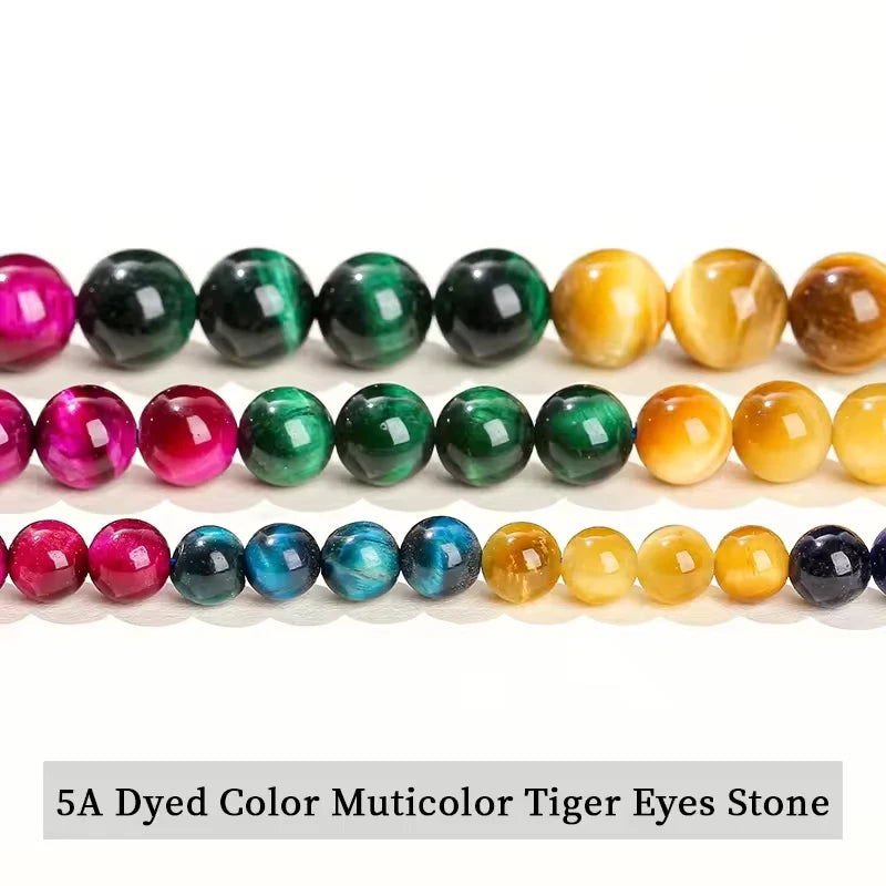 Natural Stone Yellow Red Blue Tiger's Eye Bead Round Loose Spacer Bead 4-12mm For Jewelry Making Diy Necklace Bracelet Accessoy