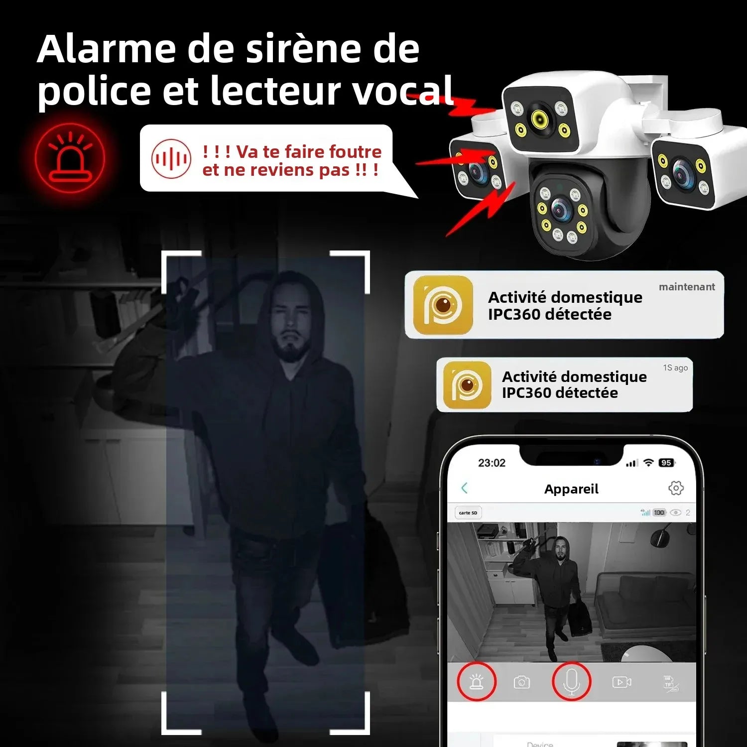 6K UHD Outdoor WiFi IP Camera 12MP Triple Lens With AI Human Detection 4K Auto Tracking For CCTV Security Monitoring IPC360 Home