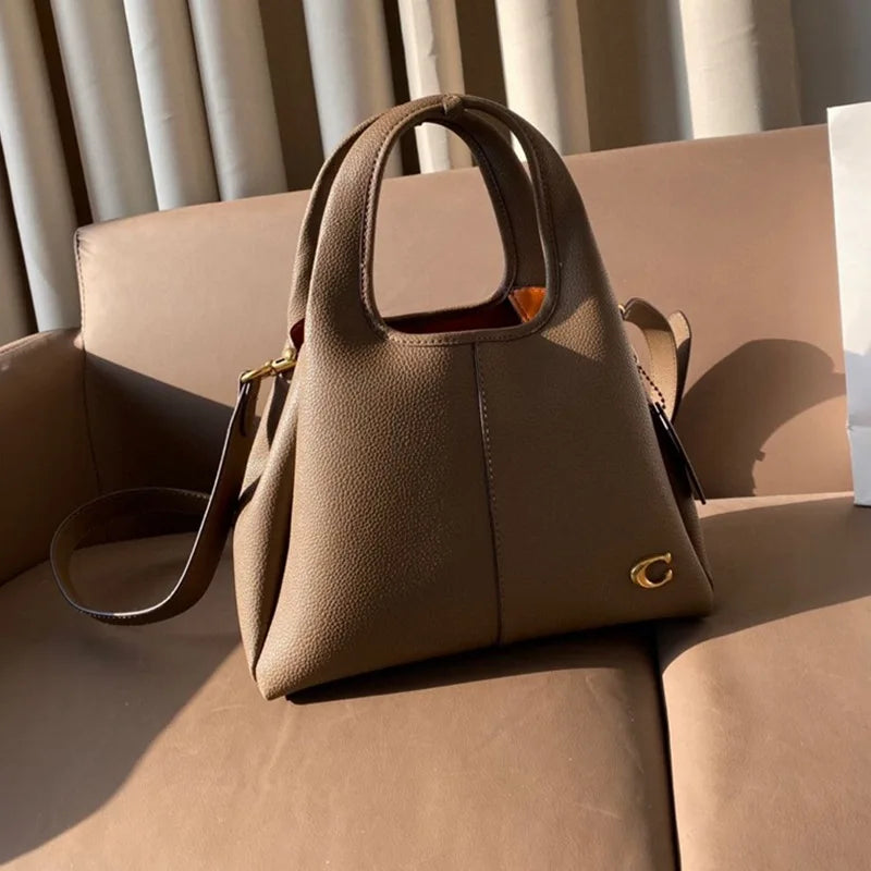 Women's bag lychee pattern Lana23 vegetable basket shoulder messenger bag retro portable bucket bag bucket type 2025 new