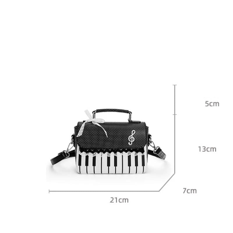 Fashion Contrast Color Handbag Creative Polka Dot Piano Note Small Square Bag Flip Zipper Shoulder Bag Y2k Style Crossbody Bag