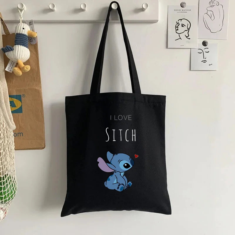 Cute Lilo Stitch Women's Tote Bag Canvas High Capacity Soft Shoulder Bag Women's Handbag Casual Comunting Shopping Bags Gift