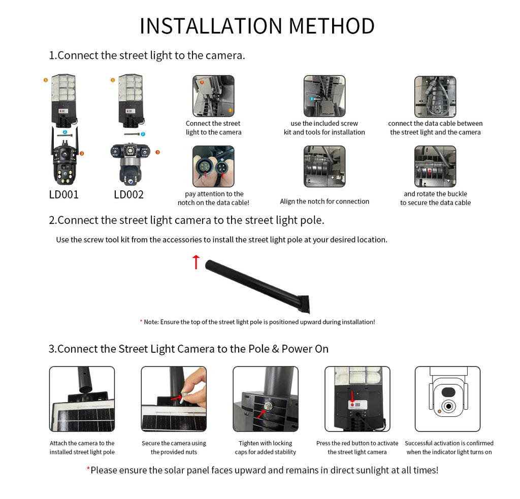 4G Solar Camera V380 Pro 3 Lens LED Street Lamp CCTV AI Human Detection Surveillance Waterproof Outdoor Monitor Built-in Battery