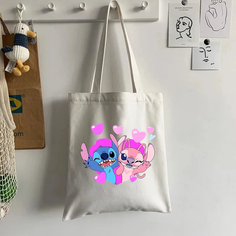 Cute Lilo Stitch Women's Tote Bag Canvas High Capacity Soft Shoulder Bag Women's Handbag Casual Comunting Shopping Bags Gift