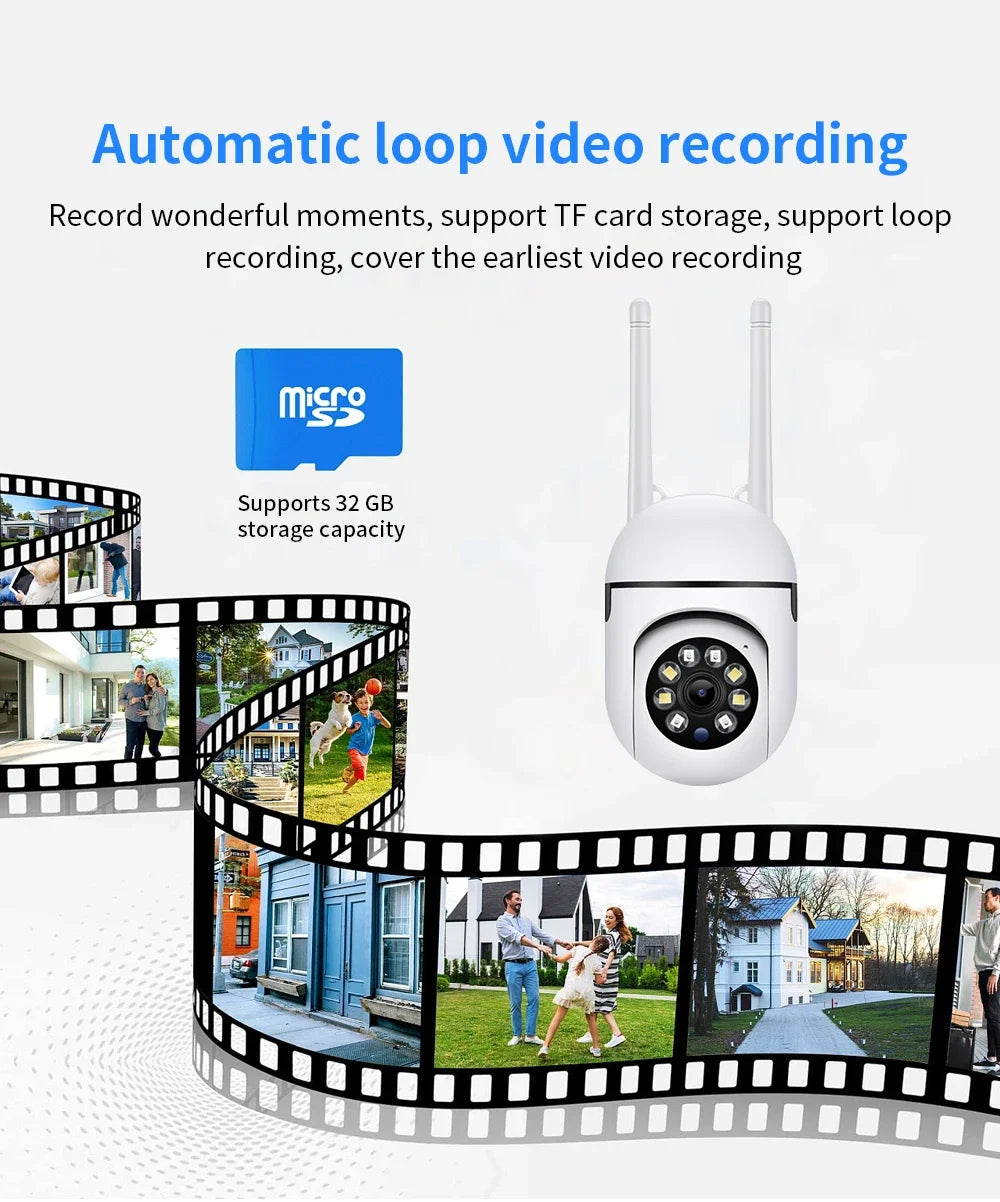 3MP Wifi IP Wireless Security Surveillance PTZ Camera 8X Zoom Cameras Tracking Two-way Audio HD Night Color Cam