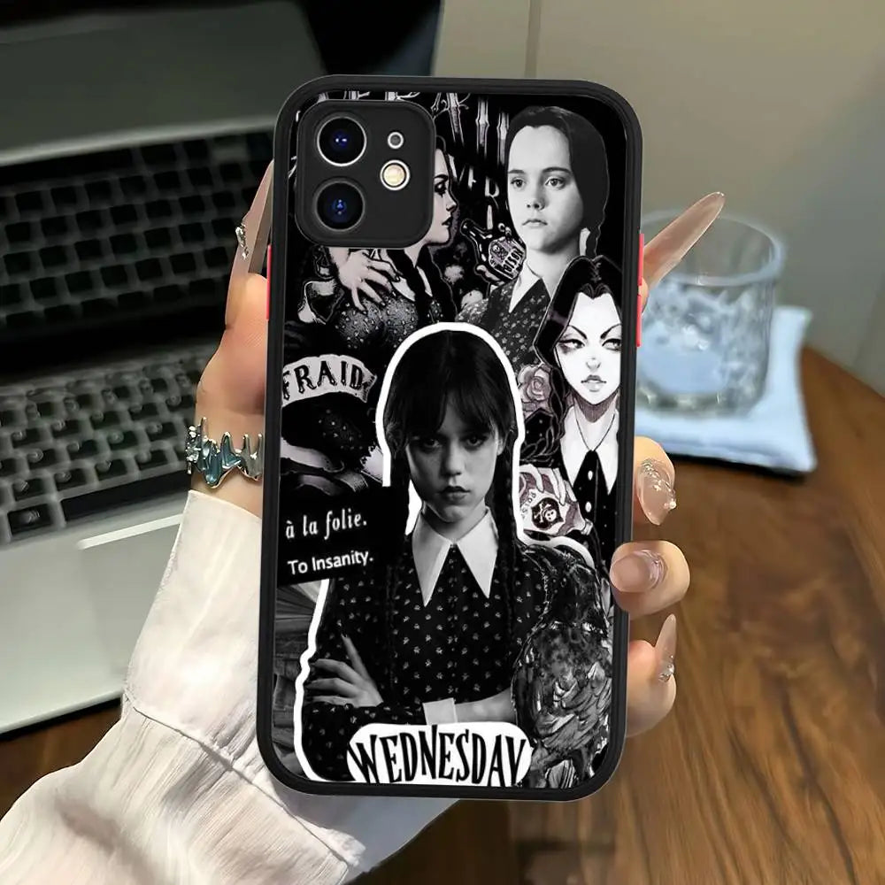 Cool Girl W-WednesdayS A-Addams Phone Case For IPhone 16 15 14 Plus 15 13 12 11 Pro Max X XS MAX Matte Cover