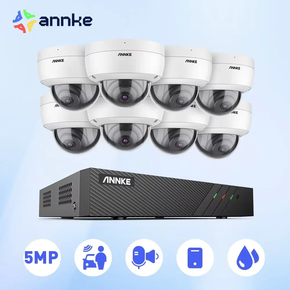ANNKE 8CH 5MP POE Video Security System H.265+ 6MP NVR Recorder With 5MP 4X Waterproof Surveillance Cameras Audio in Ip Camera