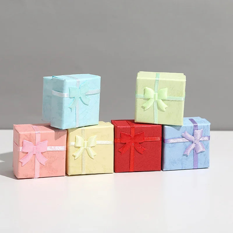 12pcs Paper Box Jewelry Packaging Box Multi-color Earrings Ring Box Jewelry Gift Holder 4*4*3CM Wholesale