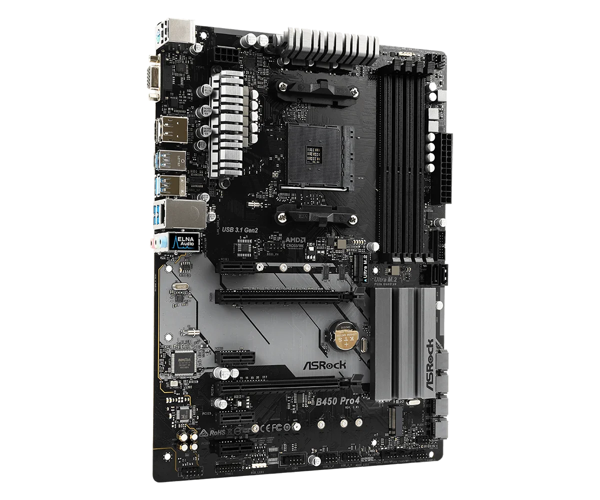ASRock B450 Motherboard B450 PRO4 Motherboard Supports Ryzen 5600G 5700 5800X 1600 4300 3000 320GE CPU AM4 DDR4 128G ATX