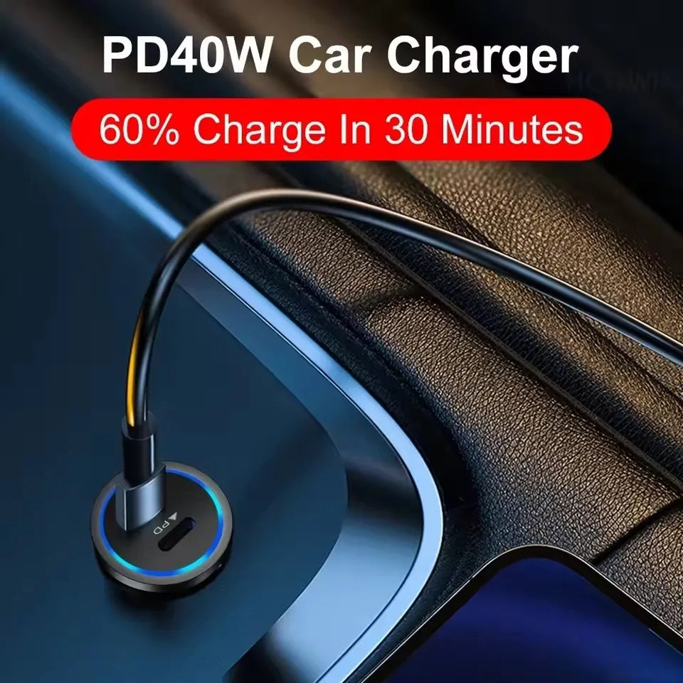 3 件套 3.1A USB Car Charger Type C Fast Charging Phone Adapter for Xiaomi Huawei Pd Phone Charger Adapter Socket Cigarette Lighter