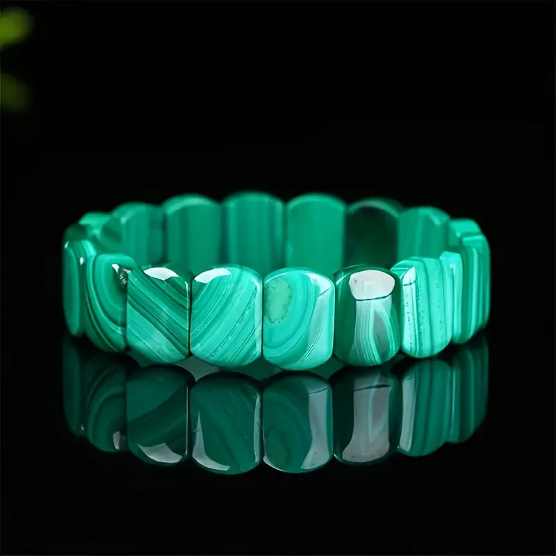 Natural Malachite Handcrafted Jewelry Crystal Rough Stone Multi-layered Pattern Fashion Accessories Bracelets and Festival Gifts