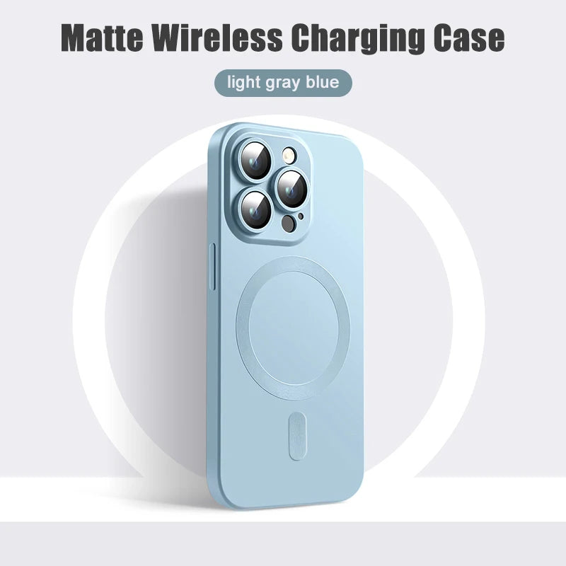 Original Matte Silicone Magnetic Case For iPhone 15 13 11 12 14 16 Pro Max Plus Magsafe Cases Wireless Charge Cover Accessories