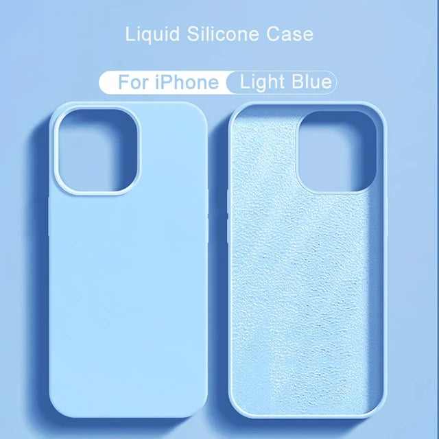 Original Liquid Silicone Phone Case For APPLE iPhone 11 13 12 14 15 Pro Max Cases For iPhone 15 Plus Shockproof Protective Cover