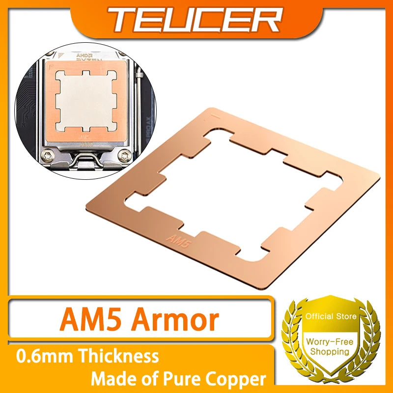 TEUCER AM5 CPU Armor Pure Copper Enhance Heat Dissipation Secure Frame Fill Protection Frame For AMD 7950X 7800X 7700X 7600X