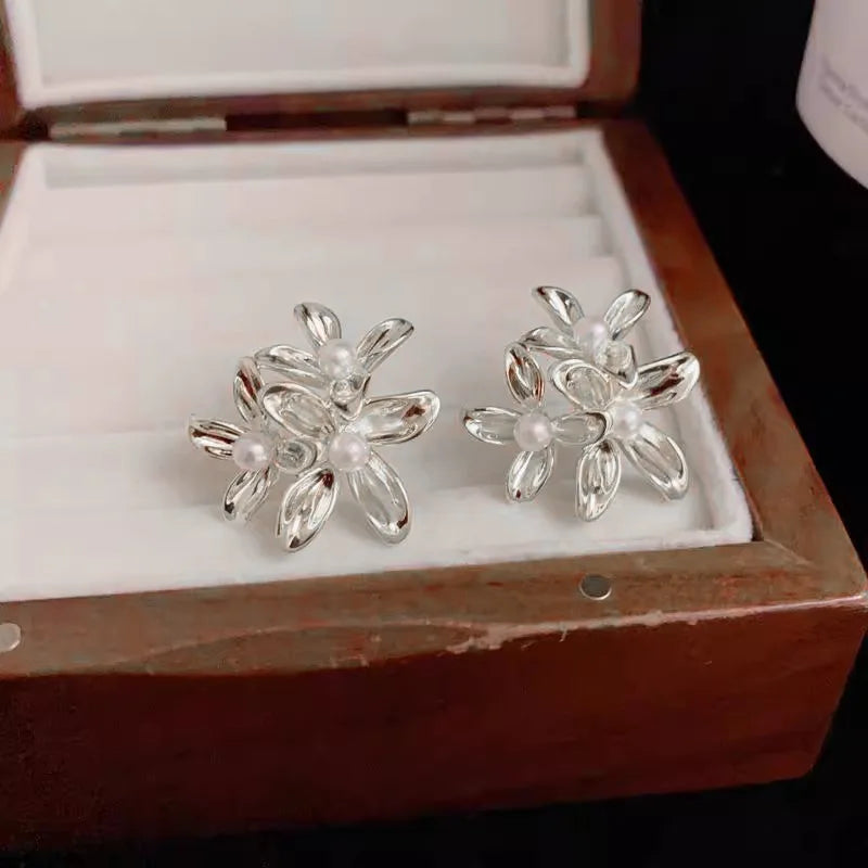 New 925 Sterling Silver Stud Earrings Golden Pretzel Clear CZ Geometric Punk For Women Girl Gift Jewelry Dropshipping Wholesale