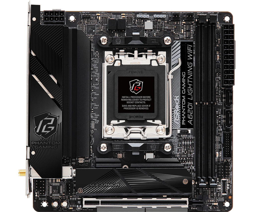 ASROCK A620I Lightning WiFi Mini-ITX Motherboard Socket AM5 AMD A620 DDR5 128GB M.2 support Ryzen 5 7400F Ryzen 7 7700 cpu
