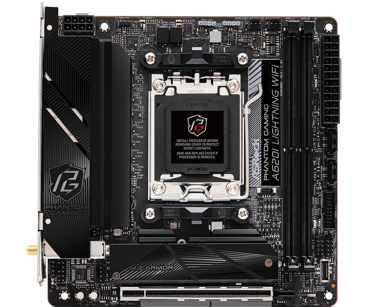 ASROCK A620I Lightning WiFi Mini-ITX Motherboard Socket AM5 AMD A620 DDR5 128GB M.2 support Ryzen 5 7400F Ryzen 7 7700 cpu