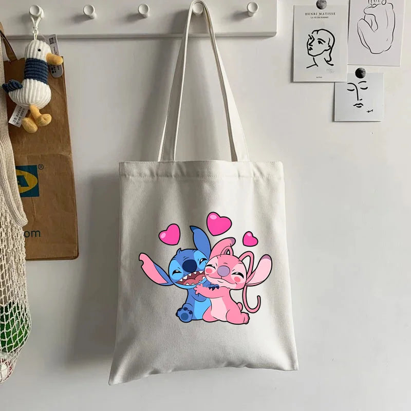 Cute Lilo Stitch Women's Tote Bag Canvas High Capacity Soft Shoulder Bag Women's Handbag Casual Comunting Shopping Bags Gift