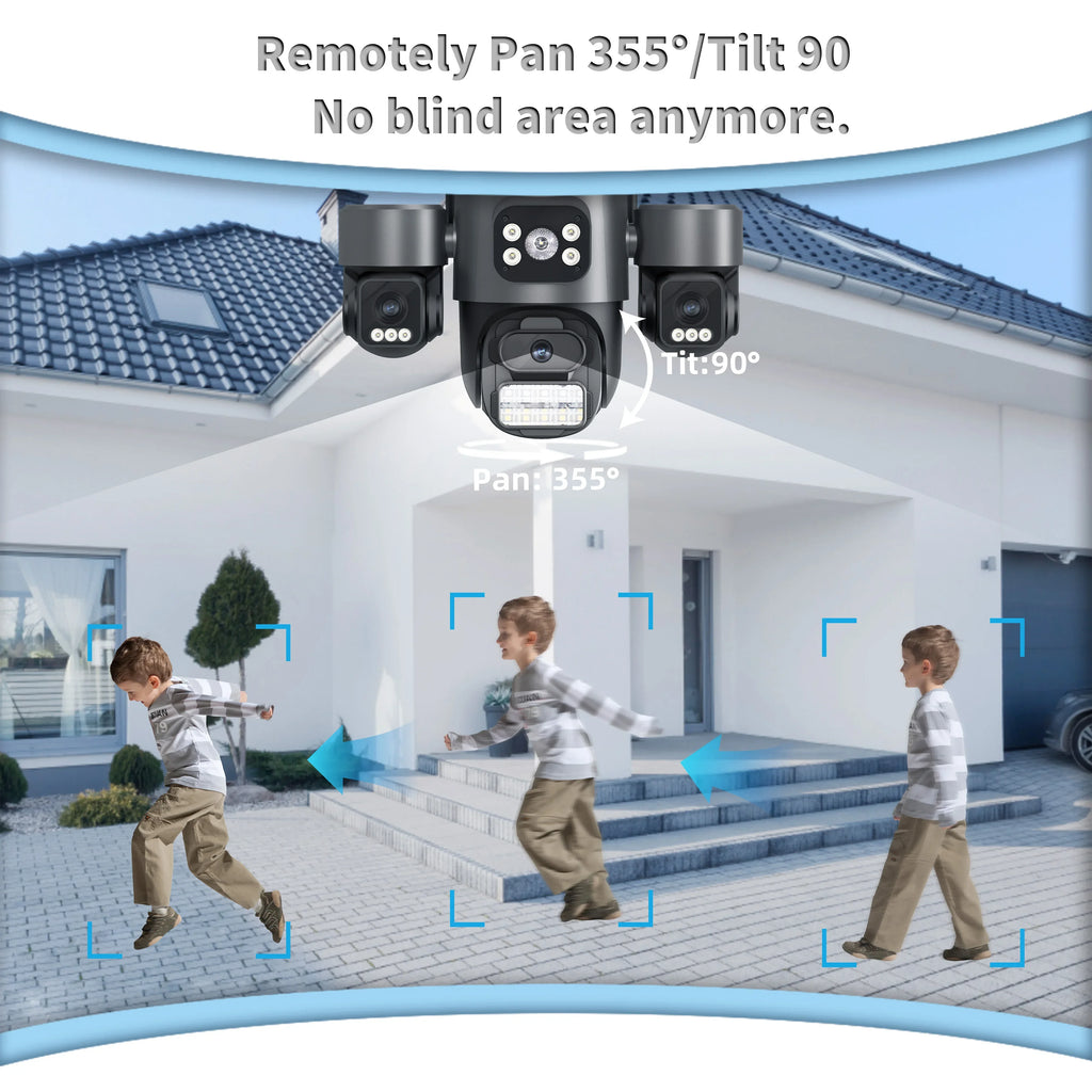 15MP HD Three Screen WIFI IP Camera Outdoor 4K Dual Lens Camera Ai Human Detection Waterproof CCTV Video Security Camera iCsee