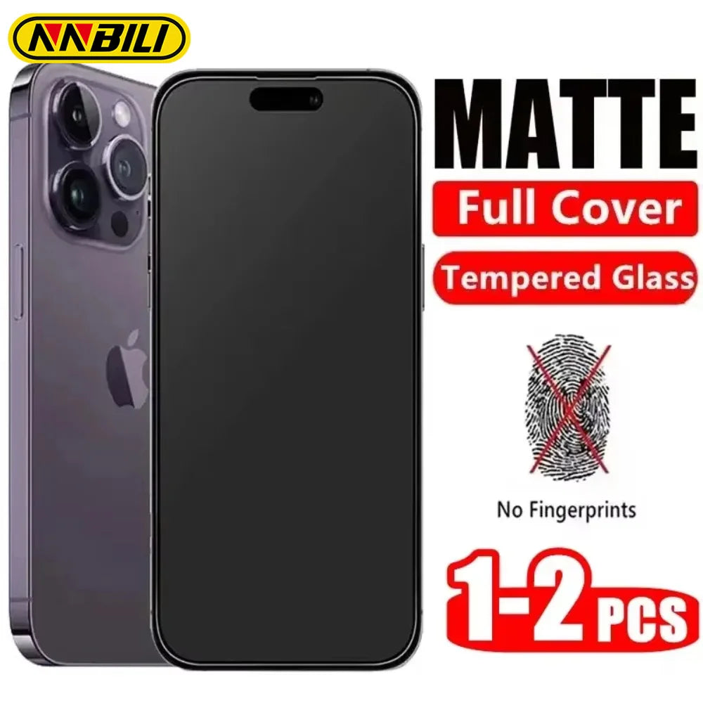 NNBILI 1-2Pcs Matte Tempered Glass For iPhone 16 15 14 12 11 13 Pro Max 16E Anti Fall And Anti Scratch Frosted Screen Protectors