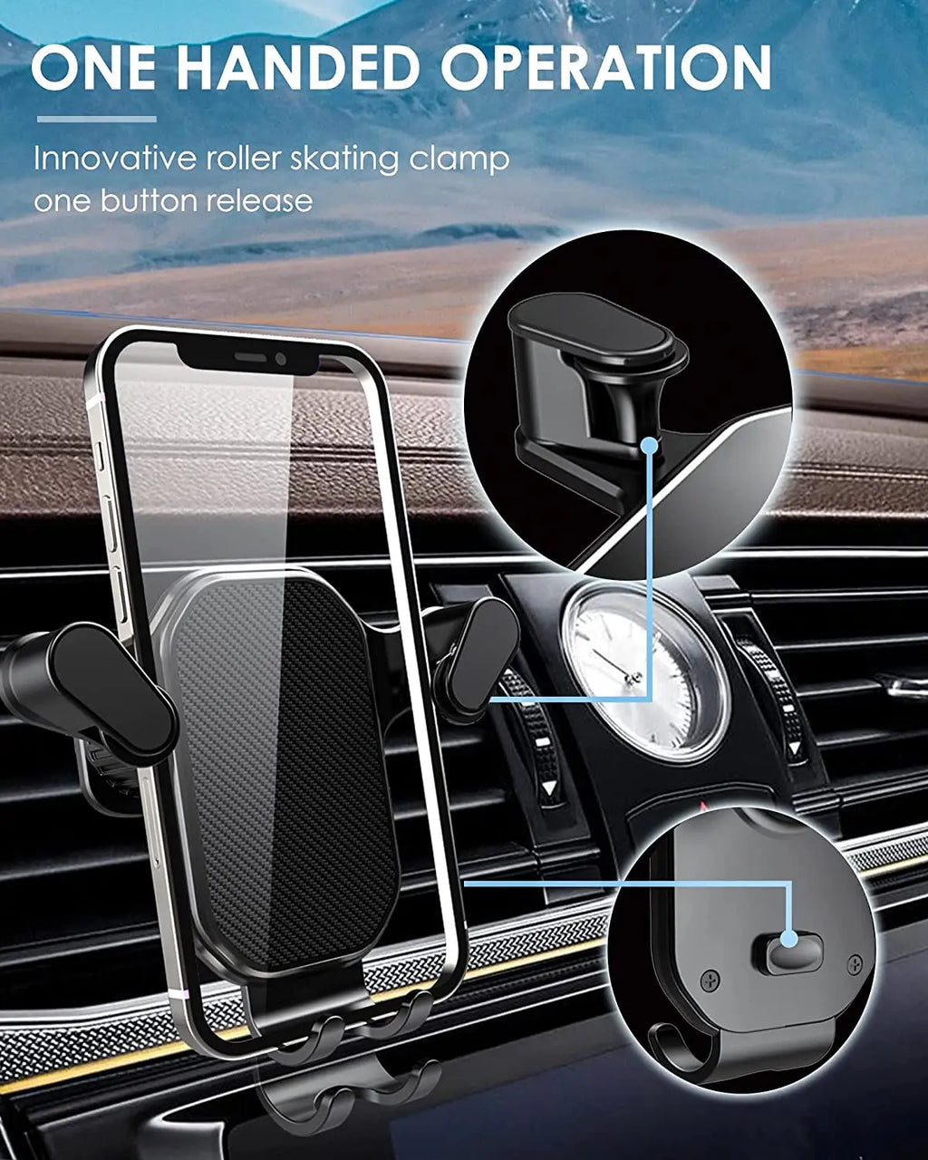 Universal Car Air Vent Phone Holder Gravity Clip Mount 360° Rotation Adjustable Bracket For iPhone Samsung Mobile Phones Stand