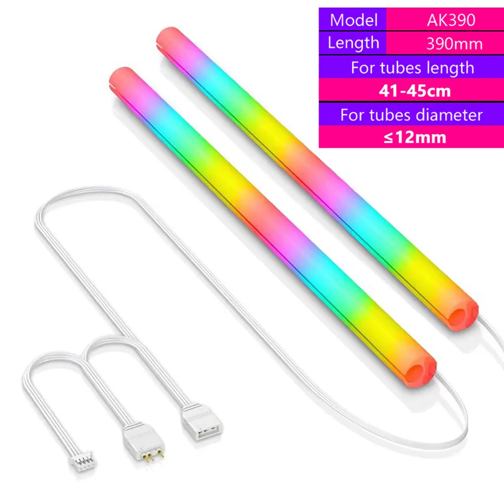Flexible 5V Addressable ARGB Neon Tube Light with Cover Sleeve for Gaming PC AIO 120 240 360 CPU Water Liquid Cooler Retrofit