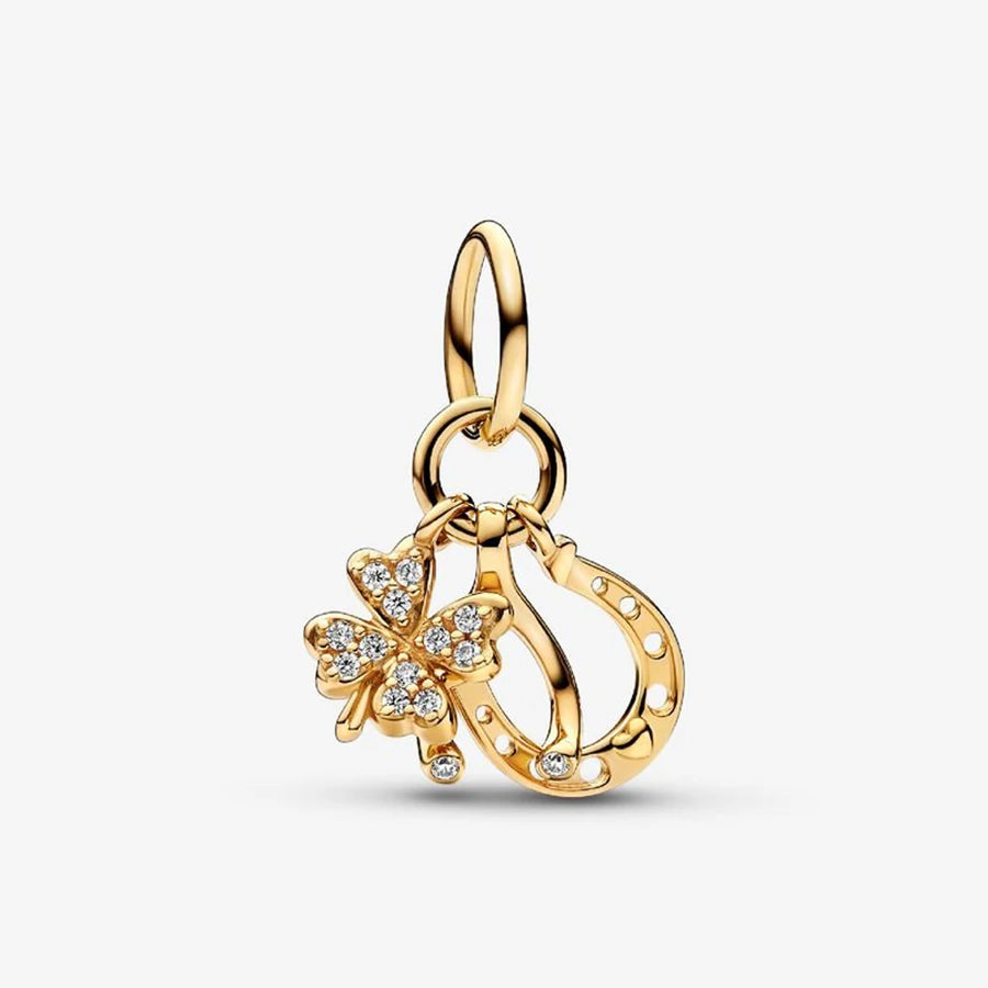 New 925 Silver Gold Bear Love Dog Bead Eternal Lucky Leaf Pumpkin Car Pendant Fashionable DIY Charm Exquisite Jewelry Gift
