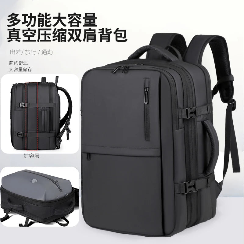 New Men's Backpack Vacuum Compression Backpack Multifunctional Computer Bag Large Capacity Expandable Travel Bag