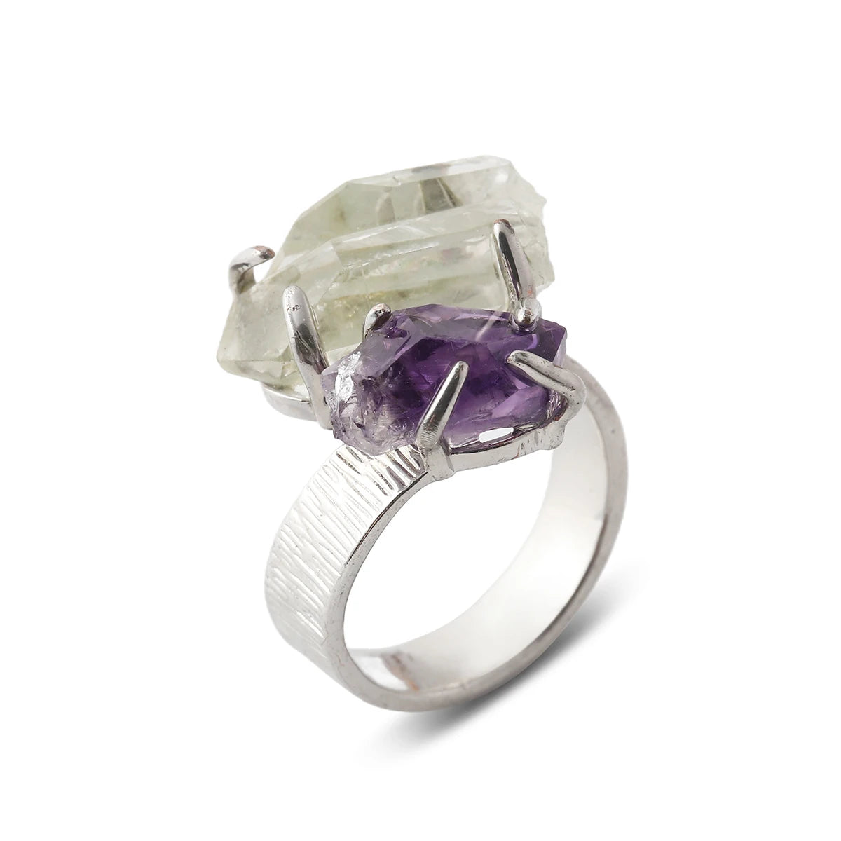 Natural Gemstone Ring Unisex Ring Unique  Crystal Fashion Jewelry Adjustable  Unisex Party Gift Ring Raw Stone Jewelry