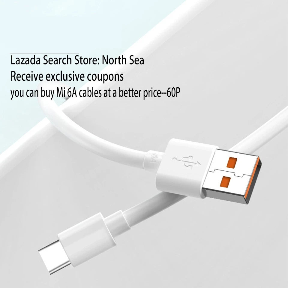 Xiaomi  6A 120W USB C-type ultra fast charging cable Xiaomi Mi 13 12 Pro Realme POCO 12 Turbo fast charging data cable