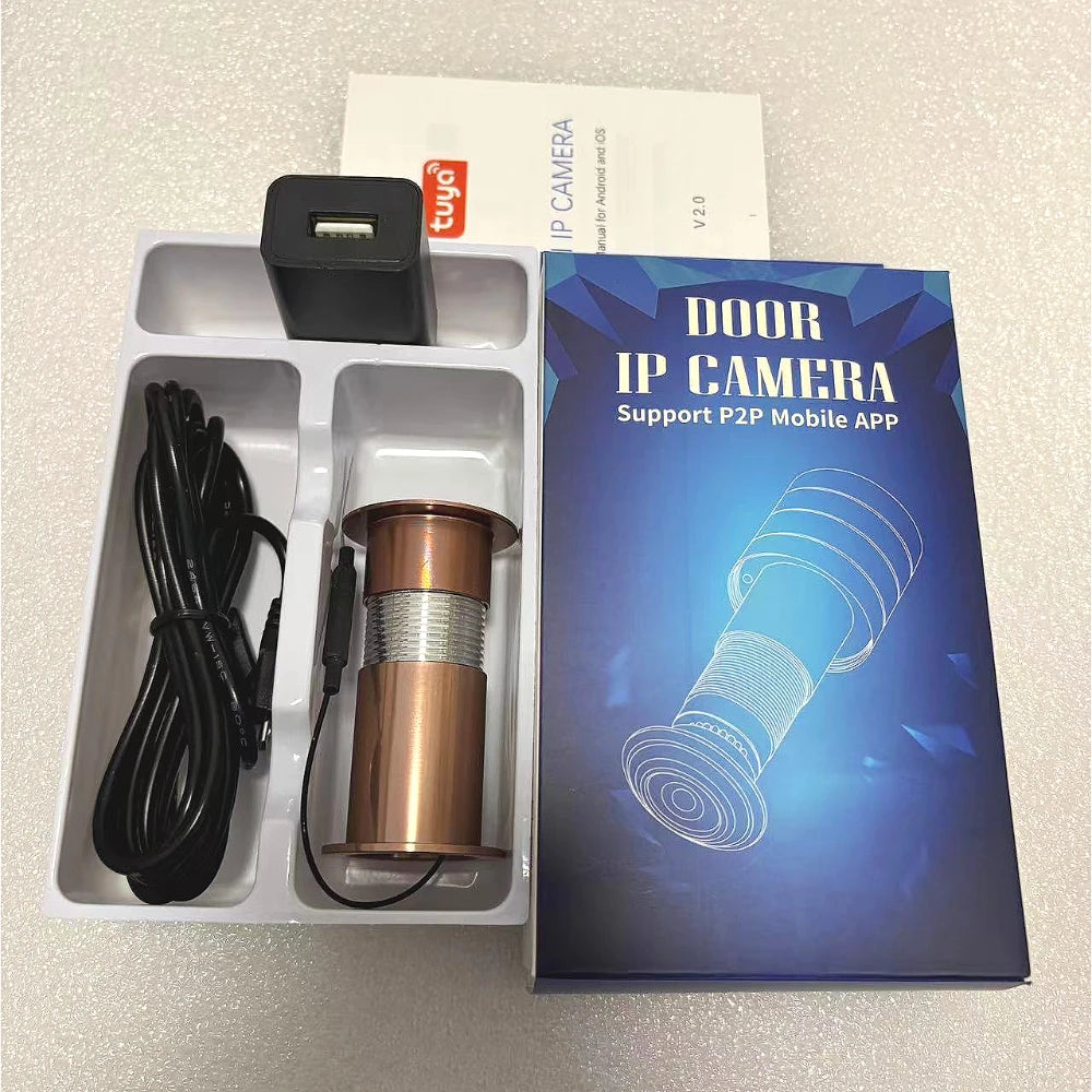 1.66mm Lens Door Eye Hole Wired IP Camera 1080P 170 Degree Wide Angle FishEye CCTV Security Mini Camera Audio TF Card Slot Onvif