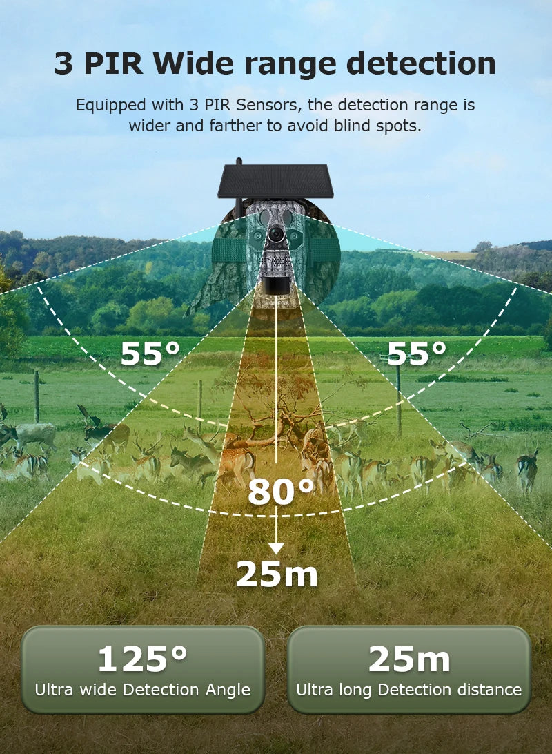 4G Trail Camera HD Video 12MP Images PIR Super-Fast Reflex Trigger Night Vision Wildlife Camera with APP Infrared Camera