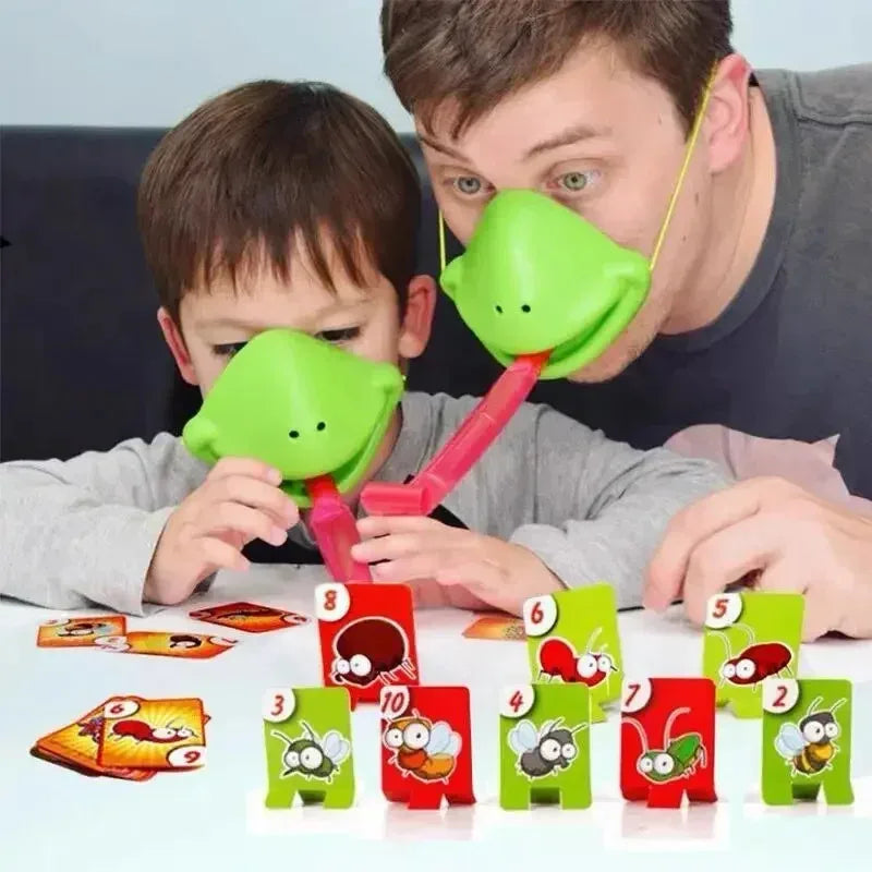 Board Games for Children Family Party Toys Frog Mask Wagging Tongue Lick Cards Antistress Funny Desktop Puzzle Game Toys