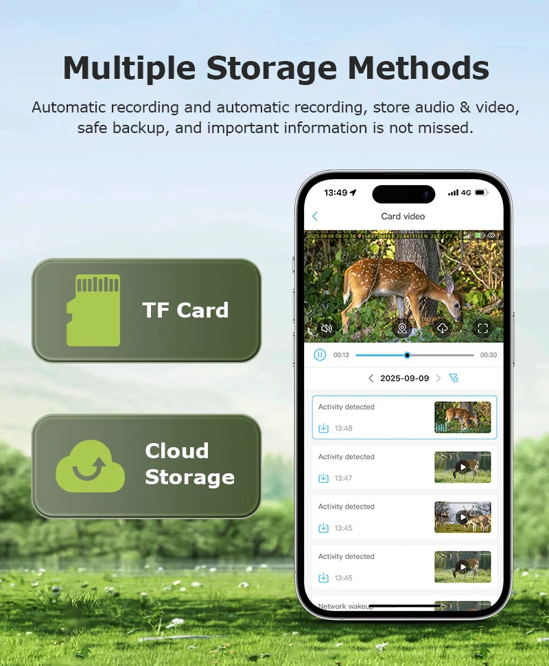 4G Trail Camera HD Video 12MP Images PIR Super-Fast Reflex Trigger Night Vision Wildlife Camera with APP Infrared Camera